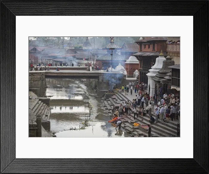Framed Print : Arya Ghat cremation pyres, Hindu pilgrimage and cremation site, Pashupatinath Framed Print : Arya Ghat cremation pyres, Hindu pilgrimage and cremation site, Pashupatinath