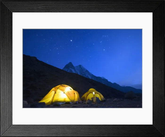 Framed Print : Illuminated tents at Island Peak Base Camp, Solu Khumbu Everest Region Framed Print : Illuminated tents at Island Peak Base Camp, Solu Khumbu Everest Region
