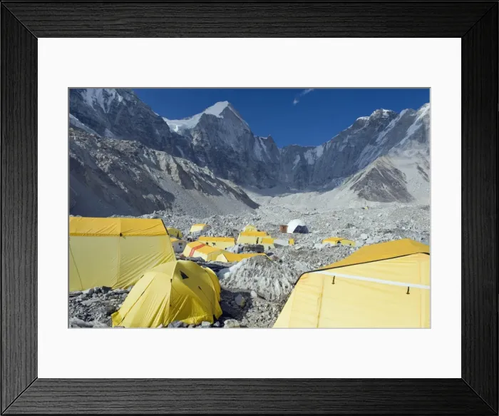 Framed Print : Yellow tents at Everest Base Camp, Solu Khumbu Everest Region, Sagarmatha National Park Framed Print : Yellow tents at Everest Base Camp, Solu Khumbu Everest Region, Sagarmatha National Park