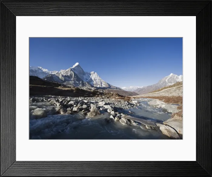 Framed Print : Mountain stream and Ama Dablam, 6812m, Solu Khumbu Everest Region, Sagarmatha National Park Framed Print : Mountain stream and Ama Dablam, 6812m, Solu Khumbu Everest Region, Sagarmatha National Park