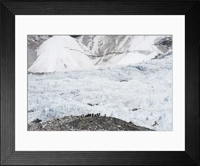 Framed Print : Trekkers below the The Western Cwm glacier at Everest Base Camp, Solu Khumbu Everest Region Framed Print : Trekkers below the The Western Cwm glacier at Everest Base Camp, Solu Khumbu Everest Region