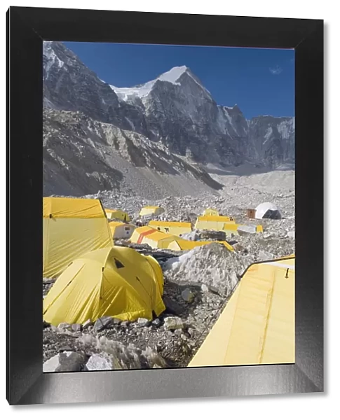 Yellow tents at Everest Base Camp, Solu Khumbu Everest Region, Sagarmatha National Park