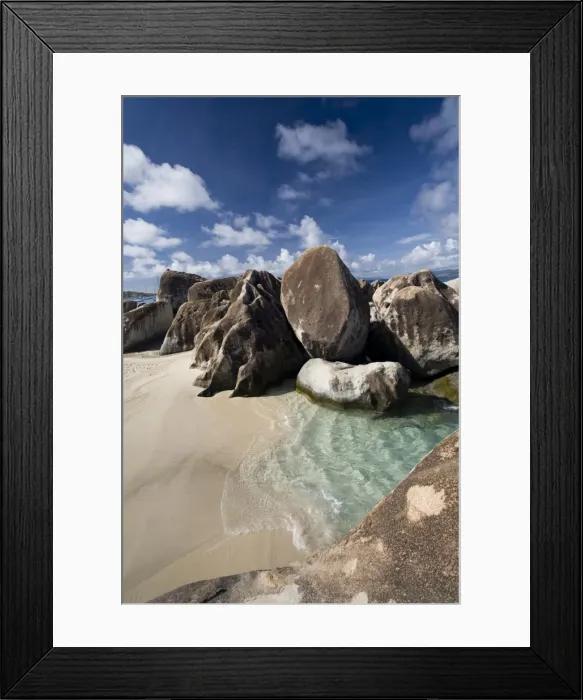 Framed Print : Large eroded granite outcrops at The Baths in Virgin Gorda, British Virgin Islands Framed Print : Large eroded granite outcrops at The Baths in Virgin Gorda, British Virgin Islands