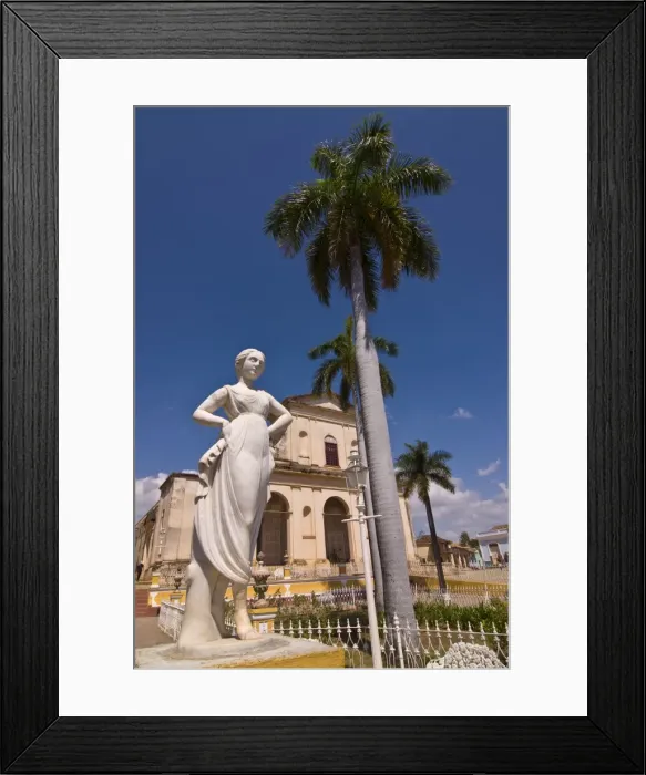 Framed Print : Statue in front of the Plaza Mayor with Iglesia Parroquial de la Santisima Trinidad Framed Print : Statue in front of the Plaza Mayor with Iglesia Parroquial de la Santisima Trinidad