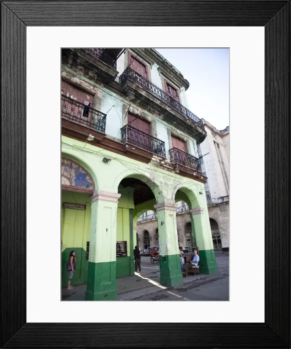 Framed Print : Old buildings with porticos, Havana, Cuba, West Indies, Central America