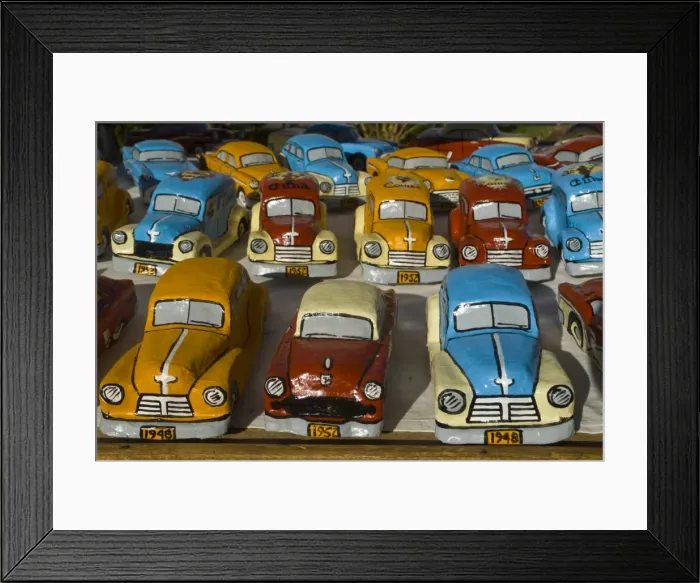Framed Print : Oldtimers made of sheet metal as souvenirs for sale, Sancto Spirito, Cuba Framed Print : Oldtimers made of sheet metal as souvenirs for sale, Sancto Spirito, Cuba