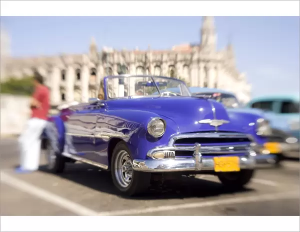 Restored classic American car being used as a taxi for tourists, Havana