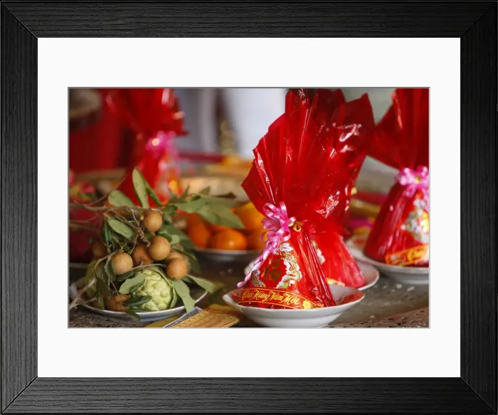 Framed Print : Chinese New Year offerings, Ho Chi Minh City, Vietnam, Indochina, Southeast Asia, Asia