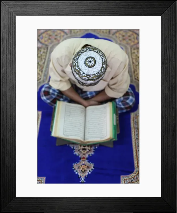 Framed Print : Muslim man reading the Quran in mosque, Ho Chi Minh City, Vietnam, Indochina Framed Print : Muslim man reading the Quran in mosque, Ho Chi Minh City, Vietnam, Indochina