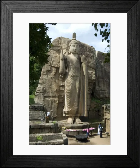 Framed Print : Statue of Buddha, 12 metres tall, carved in granite, Aukana, north of Dambulla Framed Print : Statue of Buddha, 12 metres tall, carved in granite, Aukana, north of Dambulla