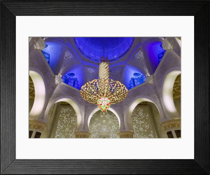 Framed Print : The largest ornate chandelier in the world hanging from the main dome inside the prayer hall of Sheikh Zayed Bin Sultan Al Nahyan Mosque, Abu Dhabi, United Arab Emirates Framed Print : The largest ornate chandelier in the world hanging from the main dome inside the prayer hall of Sheikh Zayed Bin Sultan Al Nahyan Mosque, Abu Dhabi, United Arab Emirates