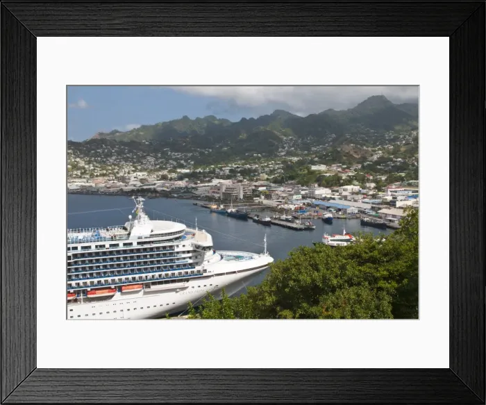 Framed Print : Cruise ship in Kingstown harbour, St. Vincent, St. Vincent and The Grenadines Framed Print : Cruise ship in Kingstown harbour, St. Vincent, St. Vincent and The Grenadines