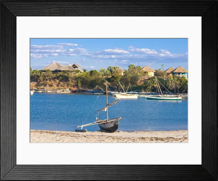 Framed Print : Outrigger boat lying on bank of sand, Antsanitian Beach Resort, Mahajanga, Madagascar, Indian Ocean Framed Print : Outrigger boat lying on bank of sand, Antsanitian Beach Resort, Mahajanga, Madagascar, Indian Ocean