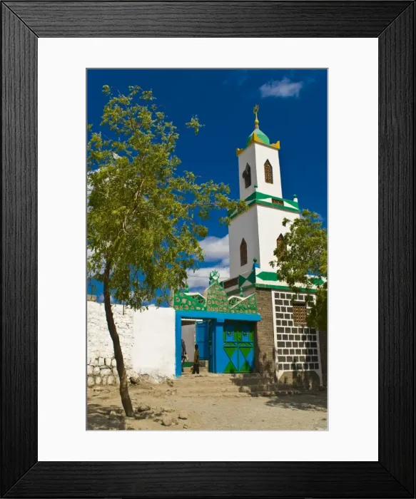 Framed Print : Colourful mosque in a little village in the Republic of Djibouti, Africa Framed Print : Colourful mosque in a little village in the Republic of Djibouti, Africa