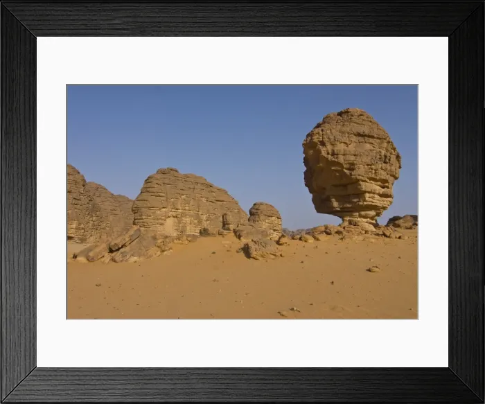 Framed Print : Wonderful rock formations in the Sahara Desert, Tikoubaouine, Southern Algeria Framed Print : Wonderful rock formations in the Sahara Desert, Tikoubaouine, Southern Algeria