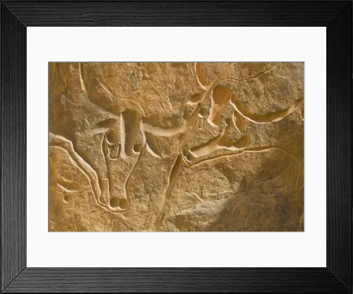 Framed Print : Famous rock inscription of a crying cow, (La Vache Qui Pleure), near Djanet Framed Print : Famous rock inscription of a crying cow, (La Vache Qui Pleure), near Djanet