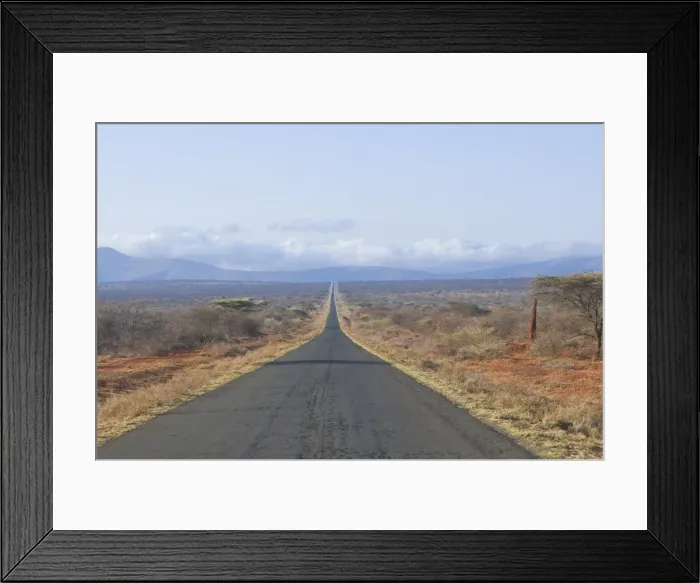 Framed Print : Straight road leading into Kenya in Southern Ethiopia, Africa Framed Print : Straight road leading into Kenya in Southern Ethiopia, Africa