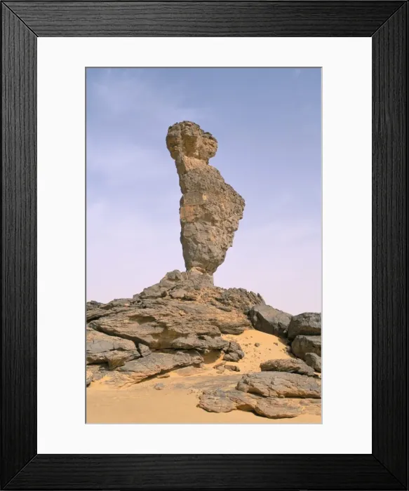 Framed Print : Rock formation called the finger of Allah, Akakus, Sahara desert Framed Print : Rock formation called the finger of Allah, Akakus, Sahara desert