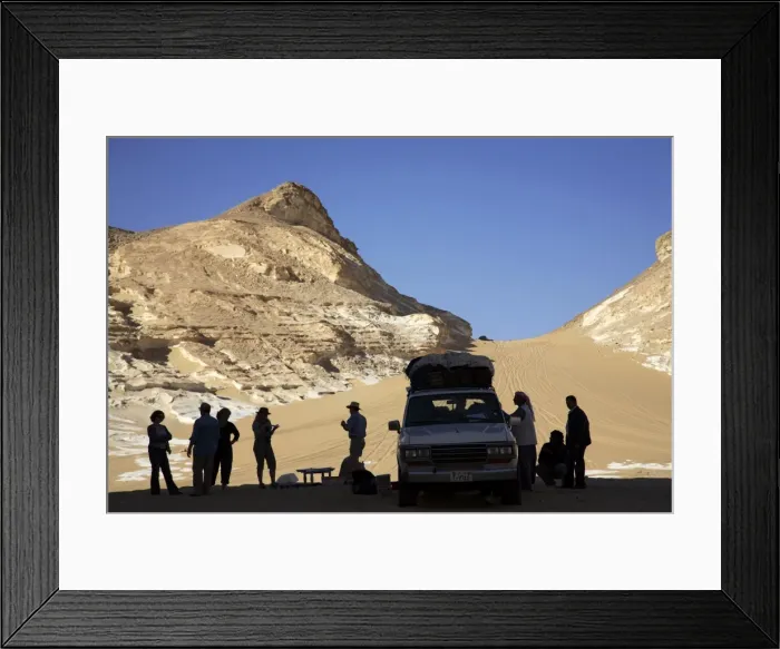 Framed Print : Group of travellers visiting the Black Desert, Egypt, North Africa, Africa Framed Print : Group of travellers visiting the Black Desert, Egypt, North Africa, Africa