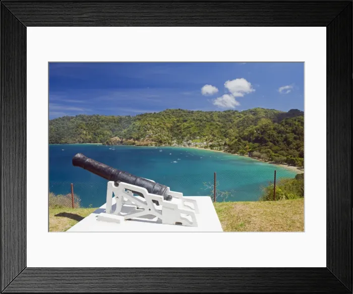 Framed Print : A cannon at Fort Campbelton, Man of War Bay, Charlotteville, Tobago, Trinidad and Tobago Framed Print : A cannon at Fort Campbelton, Man of War Bay, Charlotteville, Tobago, Trinidad and Tobago