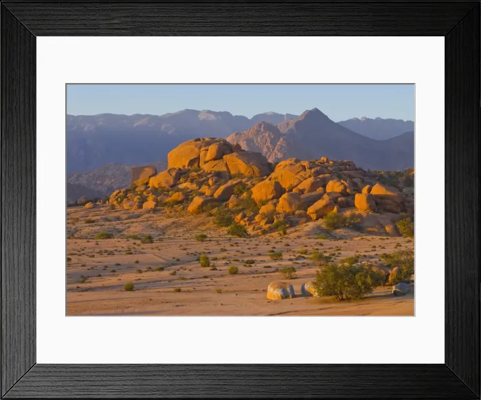 Framed Print : Desert landscape near Tafraoute at sunset, Morocco, North Africa, Africa Framed Print : Desert landscape near Tafraoute at sunset, Morocco, North Africa, Africa