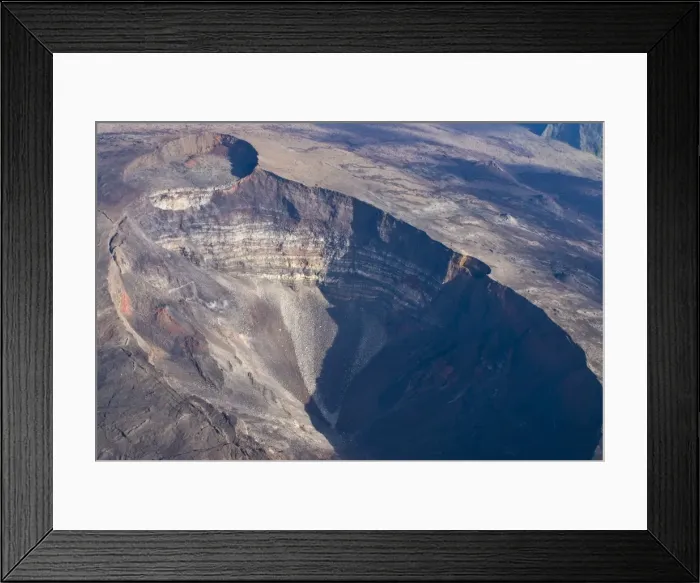 Framed Print : Aerial view of the crater of Piton de la Fournaise volcano, La Reunion