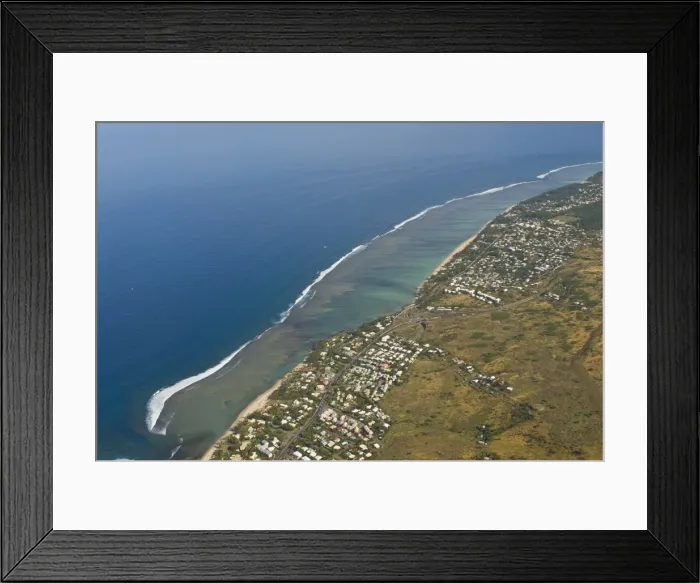 Framed Print : Aerial view of the west coastline of La Reunion, Indian Ocean, Africa Framed Print : Aerial view of the west coastline of La Reunion, Indian Ocean, Africa