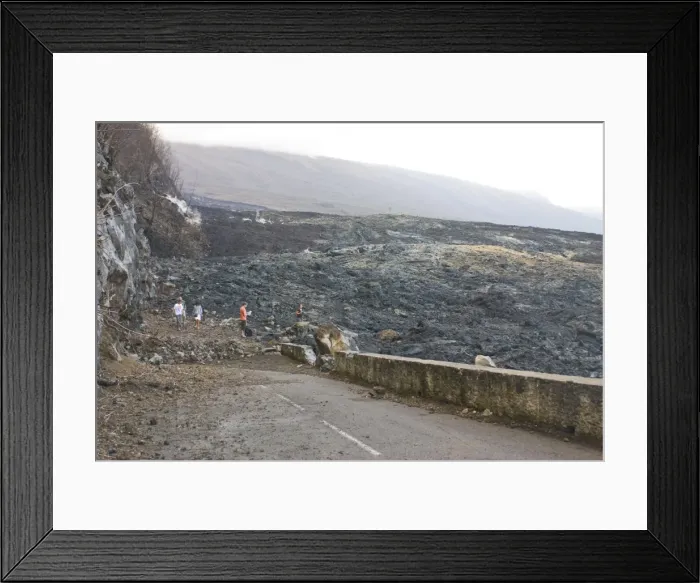 Framed Print : Lava flow after the eruption of the Piton de la Fournaise destroyed the Road RN 2 Framed Print : Lava flow after the eruption of the Piton de la Fournaise destroyed the Road RN 2