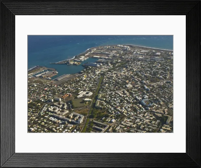 Framed Print : Aerial view of Le Port, La Reunion, Indian Ocean, Africa Framed Print : Aerial view of Le Port, La Reunion, Indian Ocean, Africa