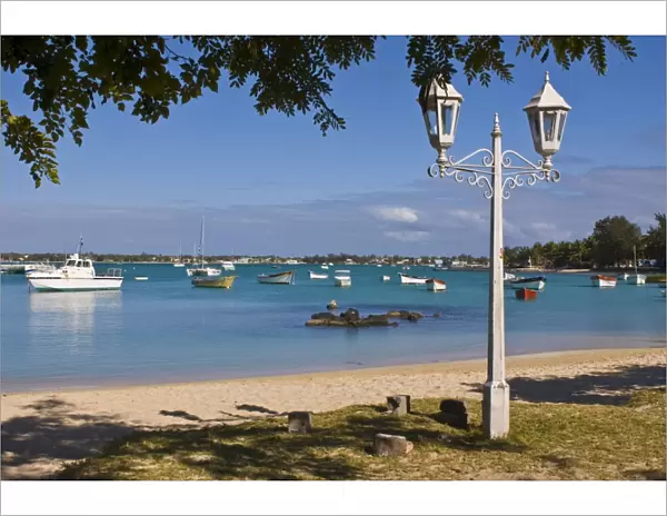 The bay and beach of Grand Baie, Mauritius, Indian Ocean, Africa