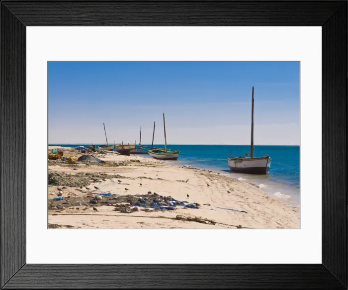 Framed Print : Traditional sailing boat in the Banc d Arguin, UNESCO World Heritage Site Framed Print : Traditional sailing boat in the Banc d Arguin, UNESCO World Heritage Site