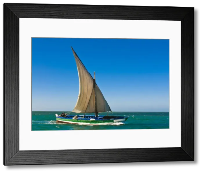 Framed Print : Traditional sailing boat in waters of the Banc d Arguin, Mauritania, Africa Framed Print : Traditional sailing boat in waters of the Banc d Arguin, Mauritania, Africa