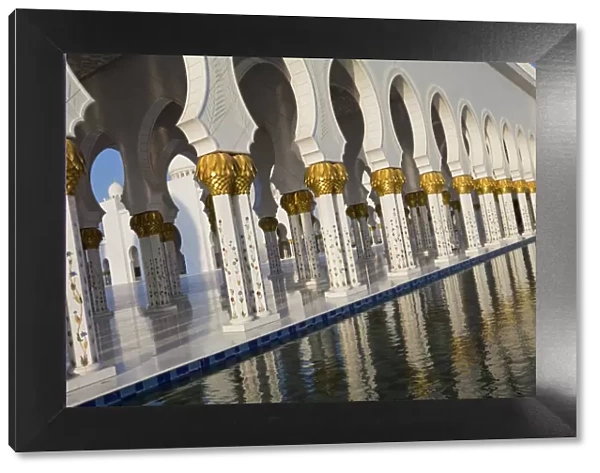 Gilded columns of Sheikh Zayed Bin Sultan Al Nahyan Mosque, Abu Dhabi, United Arab Emirates