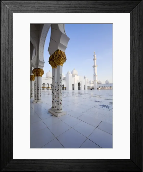 Framed Print : Gilded columns of Sheikh Zayed Bin Sultan Al Nahyan Mosque, Abu Dhabi, United Arab Emirates Framed Print : Gilded columns of Sheikh Zayed Bin Sultan Al Nahyan Mosque, Abu Dhabi, United Arab Emirates