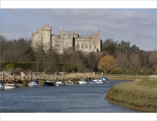 Arundel Castle and River Arun, West Sussex, England, United Kingdom, Europe