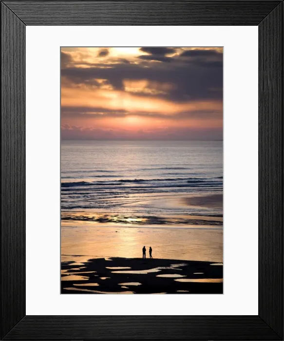 Framed Print : Man and woman in silhouette looking out over North Sea at sunsrise from Alnmouth Beach Framed Print : Man and woman in silhouette looking out over North Sea at sunsrise from Alnmouth Beach