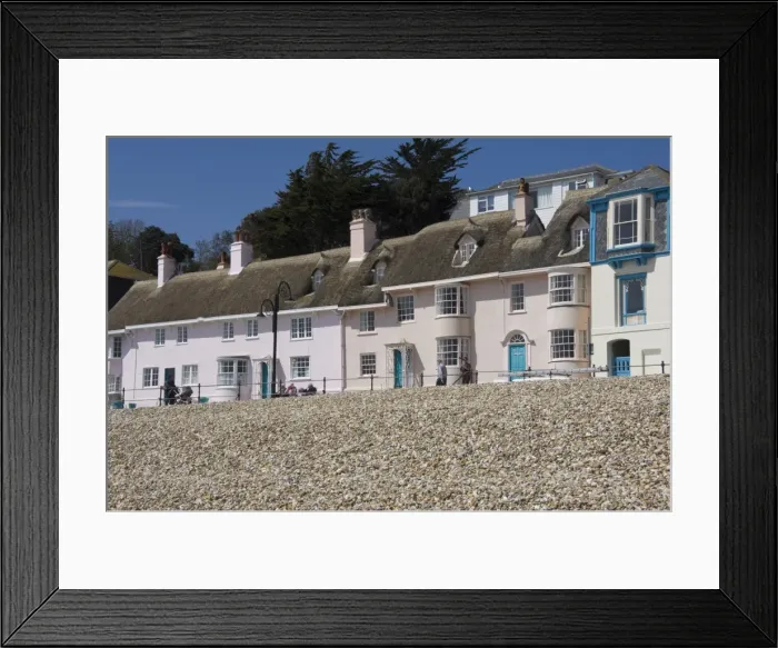 Framed Print : Beachside cottages along the Promenade, Lyme Regis, Dorset, England, United Kingdom Framed Print : Beachside cottages along the Promenade, Lyme Regis, Dorset, England, United Kingdom