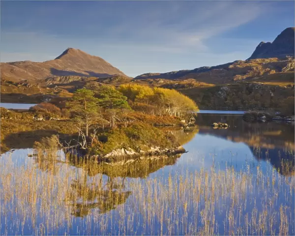 Two mountains of Suilven and Canisp from Loch Druim Suardalain, Sutherland