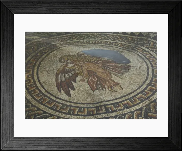 Framed Print : Mosaic floor figure with bird of prey, 350 AD Roman Villa at Bignor, West Sussex Framed Print : Mosaic floor figure with bird of prey, 350 AD Roman Villa at Bignor, West Sussex