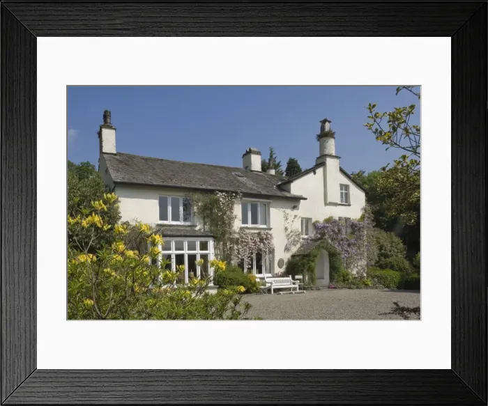 Framed Print : A view from grounds to Rydal Mount, home of William Wordsworth who died here in 1850 Framed Print : A view from grounds to Rydal Mount, home of William Wordsworth who died here in 1850