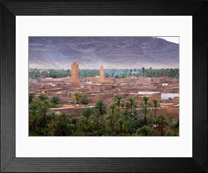 Framed Print : Date palm oasis and Jorf mountain, Figuig, province of Figuig, Oriental Region Framed Print : Date palm oasis and Jorf mountain, Figuig, province of Figuig, Oriental Region