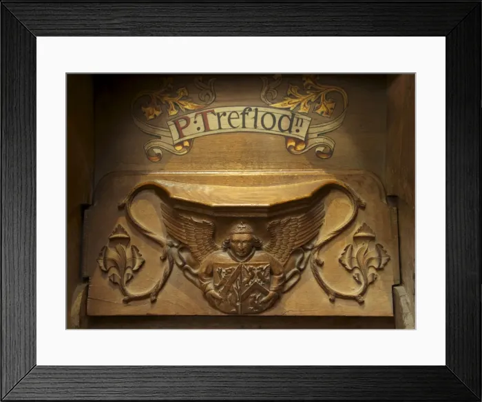 Framed Print : Heraldic angel misericord, St. Davids Cathedral interior, Pembrokeshire National Park Framed Print : Heraldic angel misericord, St. Davids Cathedral interior, Pembrokeshire National Park