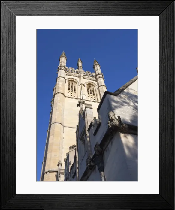 Framed Print : Looking up at chapel tower of Magdalen College, Oxford, Oxfordshire, England Framed Print : Looking up at chapel tower of Magdalen College, Oxford, Oxfordshire, England