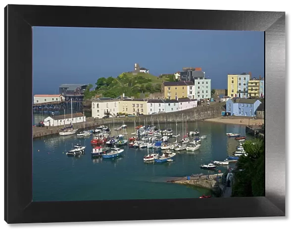 The old historic harbour in evening summer sunshine, Tenby, Pembrokeshire National Park