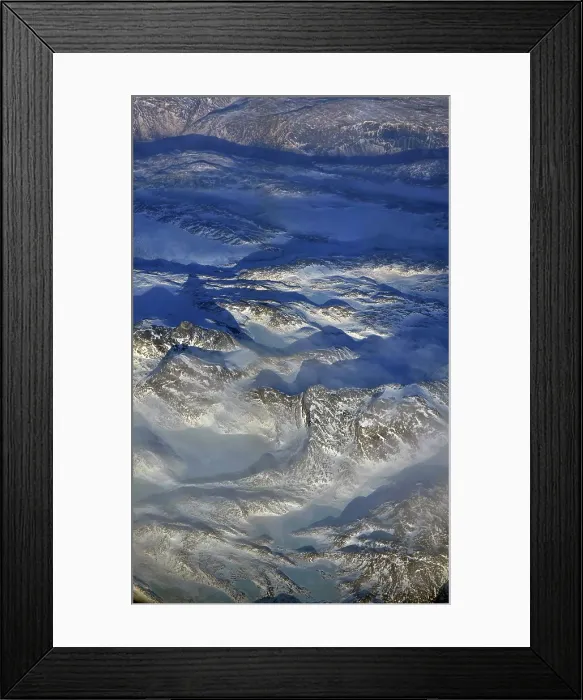 Framed Print : Aerial view of Mountain Range, Greenland, Denmark Framed Print : Aerial view of Mountain Range, Greenland, Denmark
