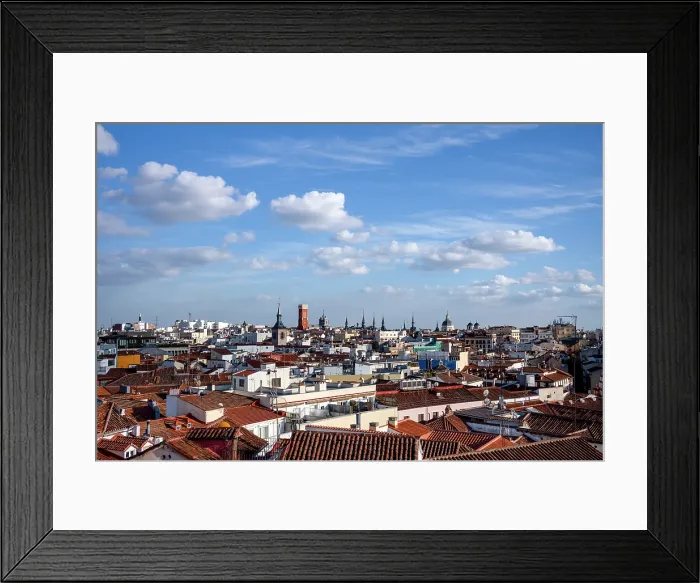 Framed Print : Rooftops and towers, the skyline of the capital city of Madrid, Spain Framed Print : Rooftops and towers, the skyline of the capital city of Madrid, Spain