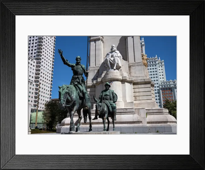 Framed Print : Statue of Don Quixote and Sancho Panza in Plaza de Espana, in the capital city of Madrid, Spain Framed Print : Statue of Don Quixote and Sancho Panza in Plaza de Espana, in the capital city of Madrid, Spain