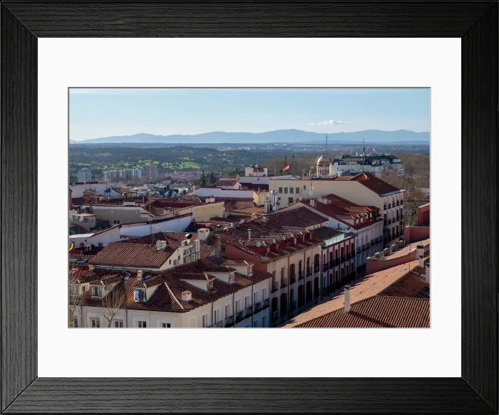 Framed Print : Skyline of the capital city of Madrid, Spain