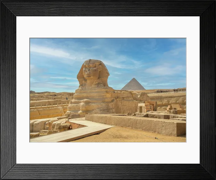 Framed Print : View of the Sphinx at the Pyramids of Giza on a sunny day, Giza, Cairo, Egypt, Africa Framed Print : View of the Sphinx at the Pyramids of Giza on a sunny day, Giza, Cairo, Egypt, Africa
