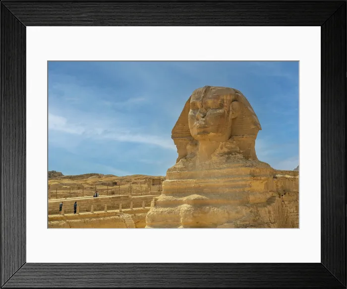 Framed Print : View of the Sphinx at the Pyramids of Giza on a sunny day, Giza, Cairo, Egypt, Africa Framed Print : View of the Sphinx at the Pyramids of Giza on a sunny day, Giza, Cairo, Egypt, Africa